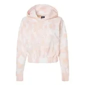 Mv Sport Women's Sueded Fleece Tie-Dyed Crop Hooded Sweatshirt MV-W23718