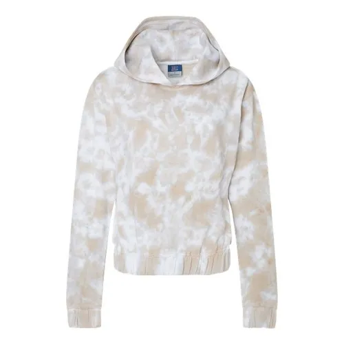 Mv Sport Women's Sueded Fleece Tie-Dyed Crop Hooded Sweatshirt MV-W23718. Decorated in seven days or less.