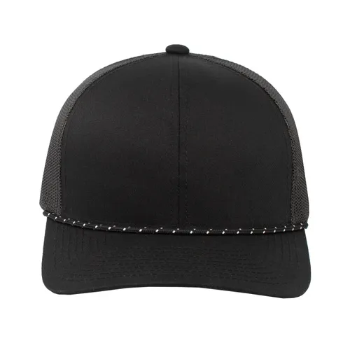 Pacific Headwear Trucker Snapback Braid Cap 104BR. Embroidery is available on this item.