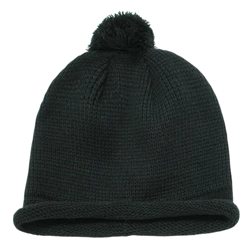 Decky Solid Rollup Beanie W/Pompom 611A