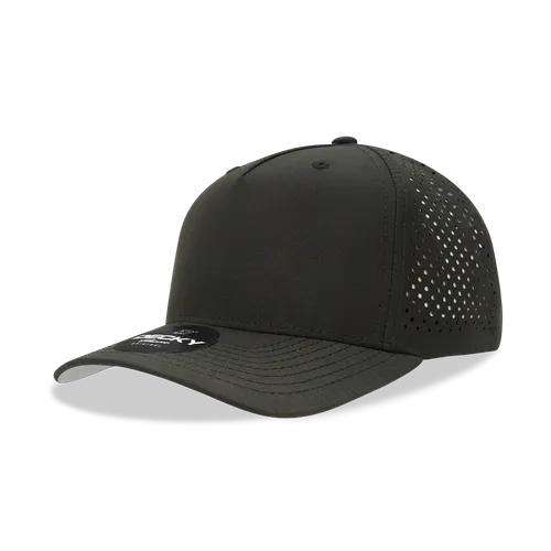 Decky 5 Panel Mid Profile Structured Perforated Performance Cap 6225. Embroidery is available on this item.