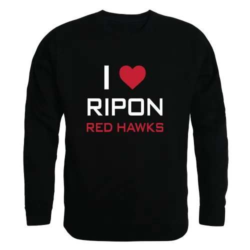 W Republic Ripon College Red Hawks I Love Crewneck 552-575