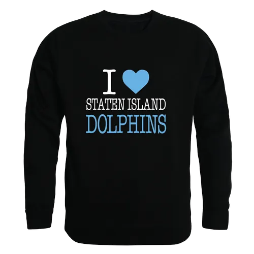 W Republic College Of Staten Island Dolphins I Love Crewneck 552-676