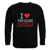 W Republic York College Cardinals I Love Crewneck 552-685