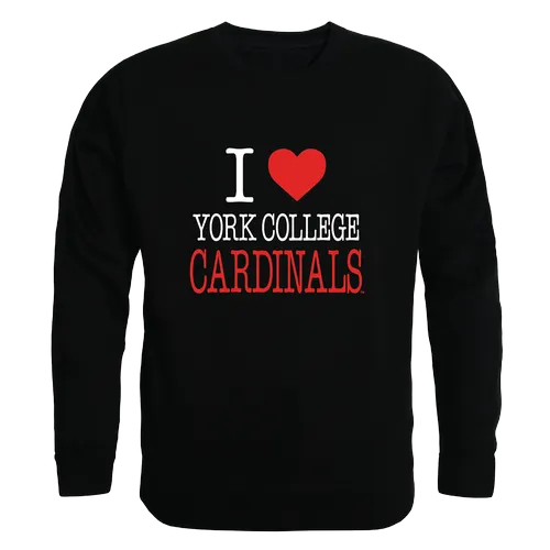 W Republic York College Cardinals I Love Crewneck 552-685