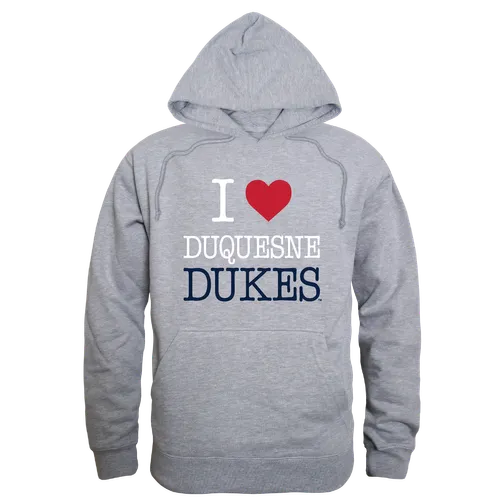 W Republic Duquesne Dukes I Love Hoodie 553-293. Decorated in seven days or less.