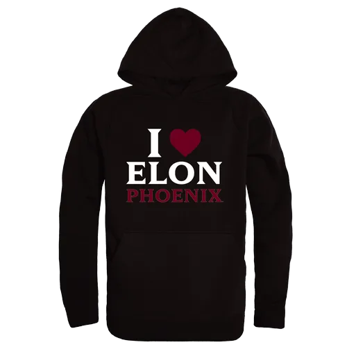 W Republic Elon University Phoenix I Love Hoodie 553-517. Decorated in seven days or less.