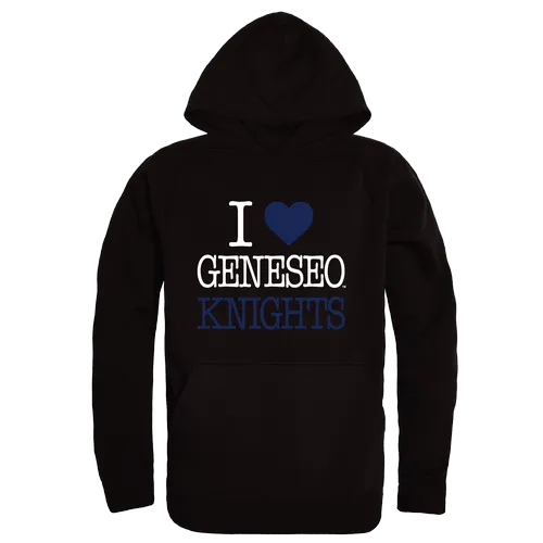 W Republic SUNY Geneseo Knights I Love Hoodie 553-520. Decorated in seven days or less.