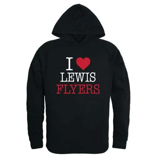 W Republic Lewis University Flyers I Love Hoodie 553-531. Decorated in seven days or less.