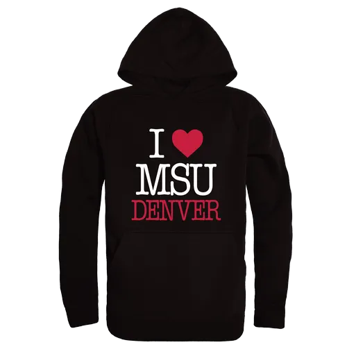 W Republic MSU Denver Roadrunners I Love Hoodie 553-542. Decorated in seven days or less.