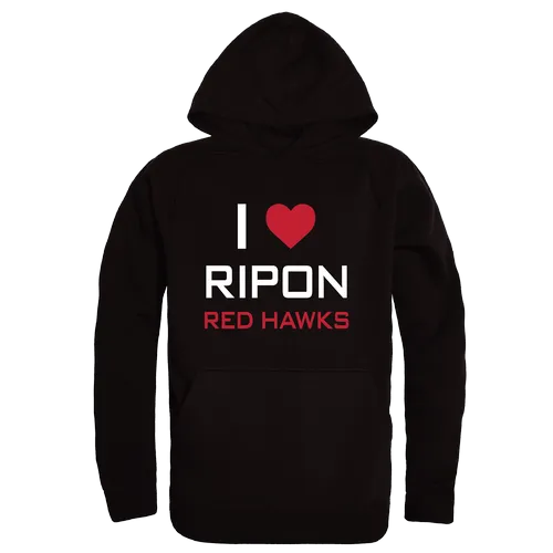 W Republic Ripon College Red Hawks I Love Hoodie 553-575. Decorated in seven days or less.