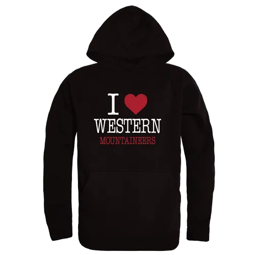 W Republic Western Colorado Mountaineers I Love Hoodie 553-604. Decorated in seven days or less.