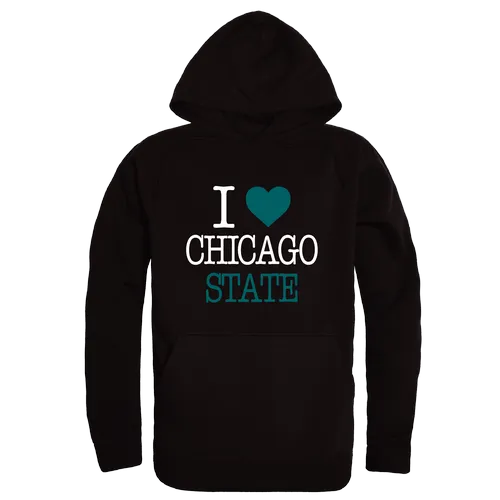 W Republic Chicago State Cougars I Love Hoodie 553-631. Decorated in seven days or less.