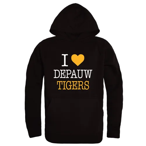 W Republic De Pauw Tigers I Love Hoodie 553-636. Decorated in seven days or less.