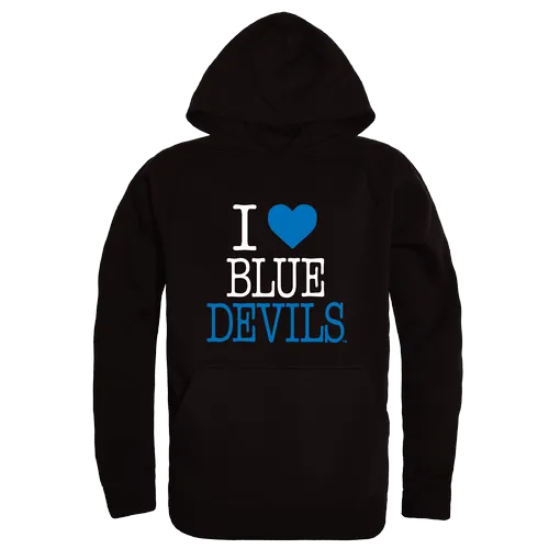 W Republic Fredonia Blue Devils I Love Hoodie 553-645. Decorated in seven days or less.