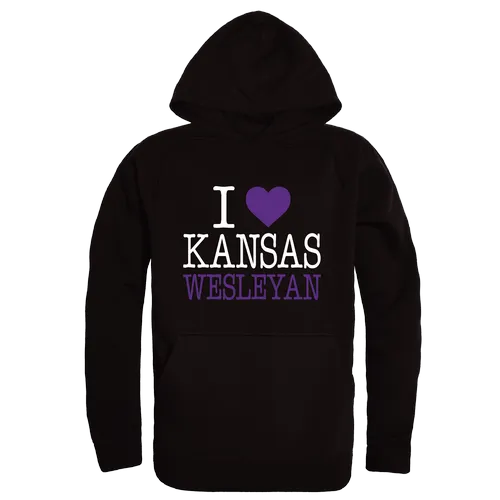 W Republic Kansas Wesleyan Coyotes I Love Hoodie 553-658. Decorated in seven days or less.