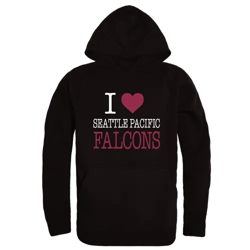 W Republic Seattle Pacific Falcons I Love Hoodie 553-670. Decorated in seven days or less.