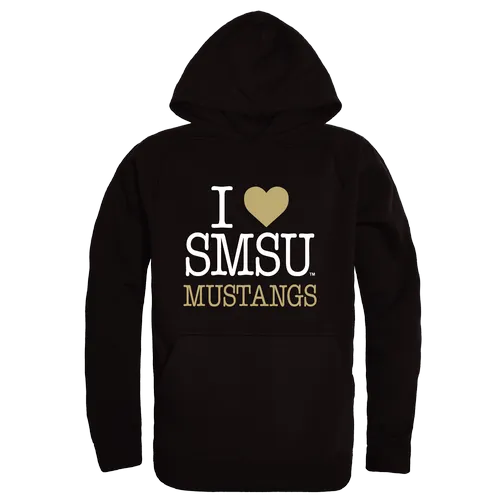 W Republic Southwest Minnesota State Mustangs I Love Hoodie 553-674. Decorated in seven days or less.