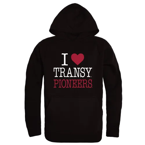 W Republic Transylvania University Pioneers I Love Hoodie 553-679. Decorated in seven days or less.