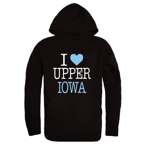 W Republic Upper Iowa Peacocks I Love Hoodie 553-681. Decorated in seven days or less.