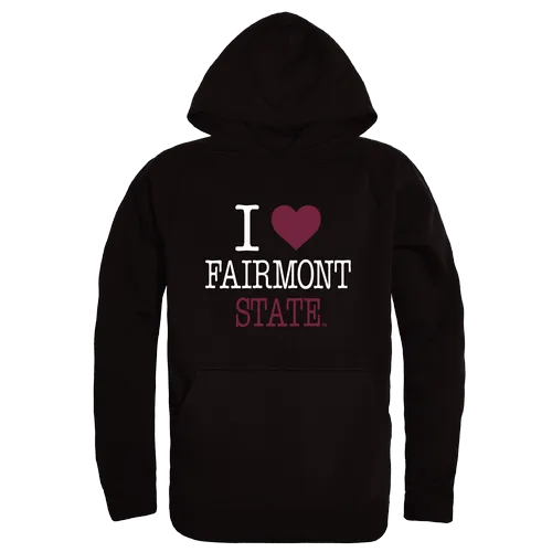 W Republic Fairmont State Falcons I Love Hoodie 553-686. Decorated in seven days or less.