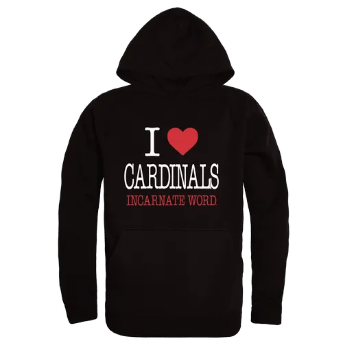 W Republic Incarnate Word Cardinals I Love Hoodie 553-687. Decorated in seven days or less.