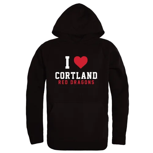 W Republic SUNY Cortland Red Dragons I Love Hoodie 553-712. Decorated in seven days or less.