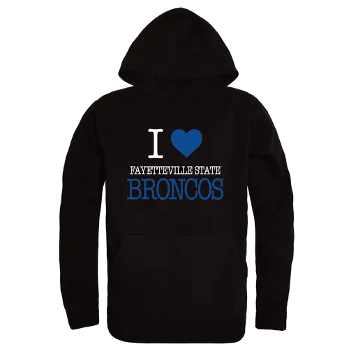 W Republic Fayetteville State Broncos I Love Hoodie 553-716. Decorated in seven days or less.