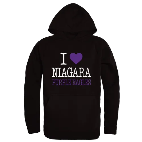 W Republic Niagara University Purple Eagles I Love Hoodie 553-723. Decorated in seven days or less.