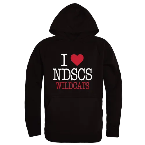 W Republic NDSCS Wildcats I Love Hoodie 553-724. Decorated in seven days or less.