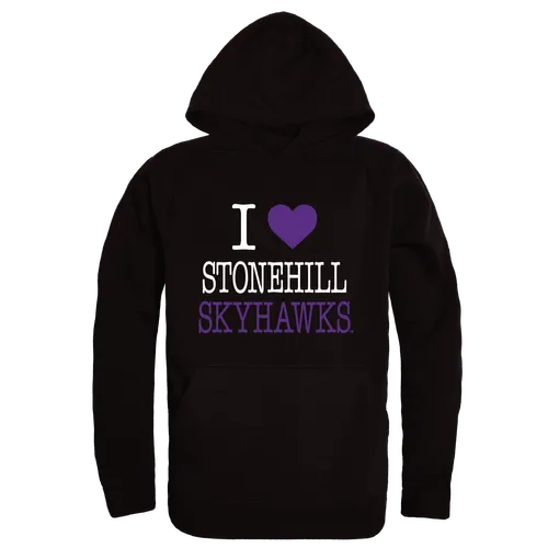 W Republic Stonehill College Skyhawks I Love Hoodie 553-730. Decorated in seven days or less.