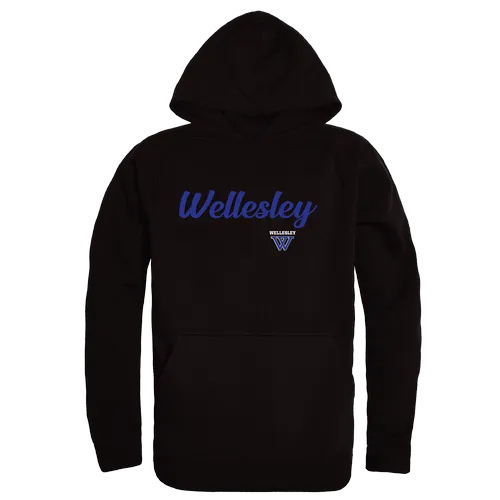 W Republic Wellesley College Blue Script Hoodie 558-486. Decorated in seven days or less.