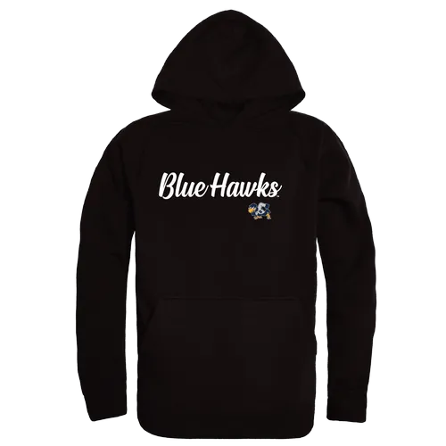 W Republic Dickinson State Blue Hawks Script Hoodie 558-514. Decorated in seven days or less.