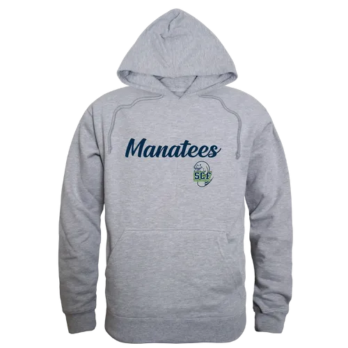 W Republic State College Of Florida Manatees Script Hoodie 558-592. Decorated in seven days or less.