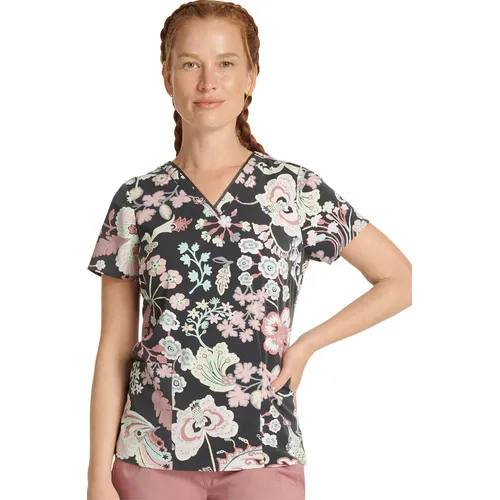 Healing Hands Women's Amanda Loving My Skin Print Scrub Top 2266