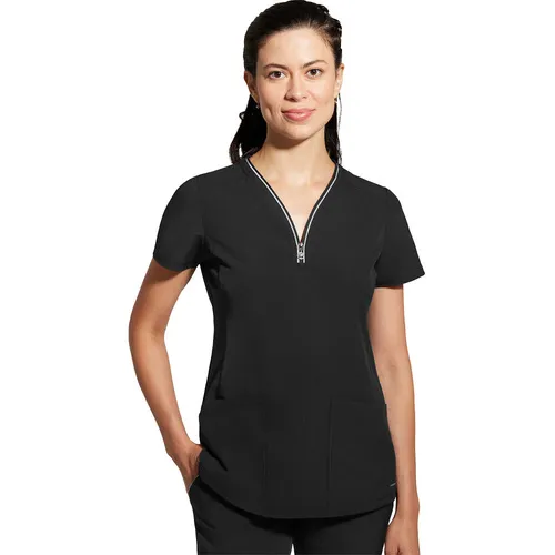 Healing Hands Women's Sonia Zip Y-Neck Scrub Top 2274. Embroidery is available on this item.