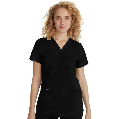 Healing Hands Women's Jasmine V-Neck Stretch Solid Scrub Top 2278. Embroidery is available on this item.