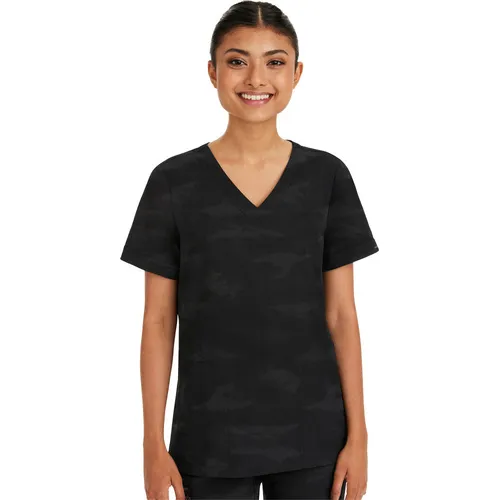 Healing Hands Women's Joy V-Neck Camo Scrub Top 2353. Embroidery is available on this item.