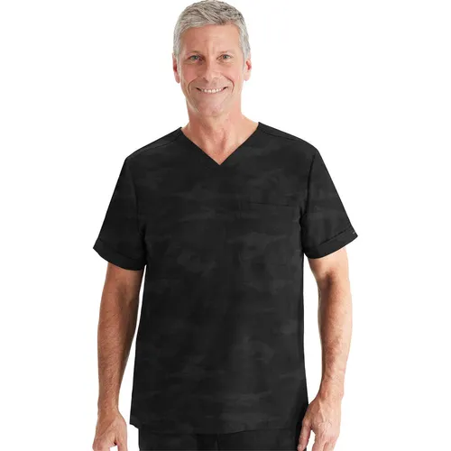 Healing Hands Men's Jack V-Neck Camo Scrub Top 2360. Embroidery is available on this item.