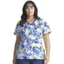 Cherokee Clearance Women's Mock Wrap Brushstroke Buds Print Scrub Top CK608