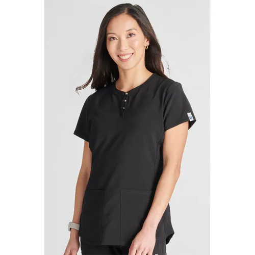 Cherokee Women's Henley Solid Scrub Top CK749A. Embroidery is available on this item.