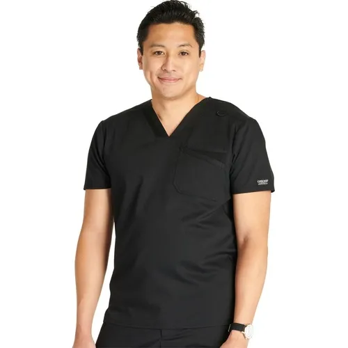 Cherokee Workwear Men's Mesh Trim Scrub Top WW751. Embroidery is available on this item.