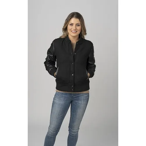 Burk's Bay Ladies Wool & Leather Varsity Jacket WWLVJ. Free shipping.  Some exclusions apply.