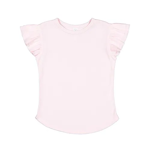 Rabbit Skins Toddler Girls Flutter Sleeve T 3339