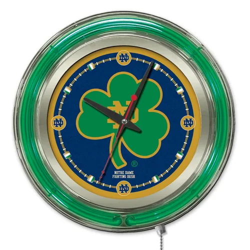 Holland Notre Dame Shamrock Neon Logo Clock. Free shipping.  Some exclusions apply.