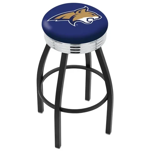 Montana St Univ Ribbed Ring Blk/Chrome Bar Stool. Free shipping.  Some exclusions apply.