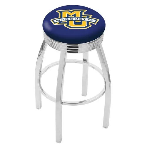 Marquette Univ Ribbed Ring Black/Chrome Bar Stool. Free shipping.  Some exclusions apply.