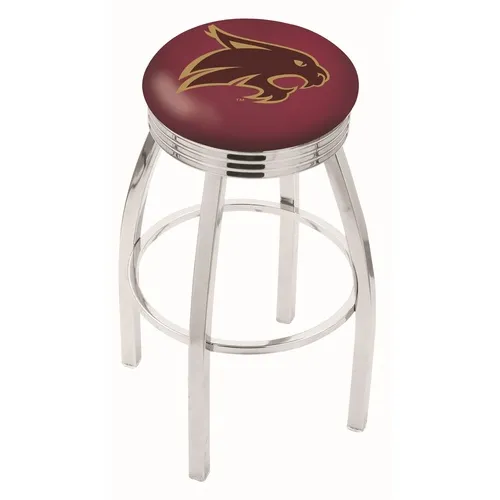 Texas State Univ Ribbed Ring Blk/Chrome Bar Stool. Free shipping.  Some exclusions apply.