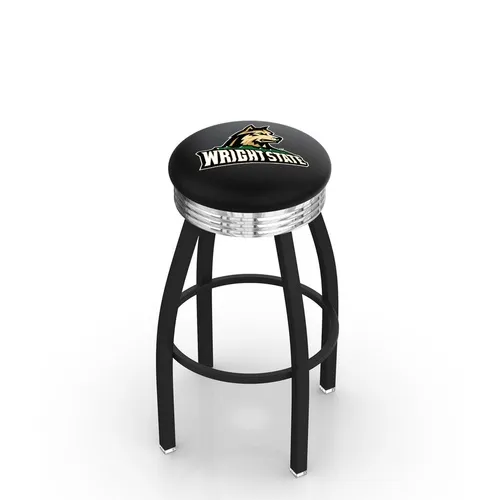 Wright State U Ribbed Ring Black/Chrome Bar Stool. Free shipping.  Some exclusions apply.